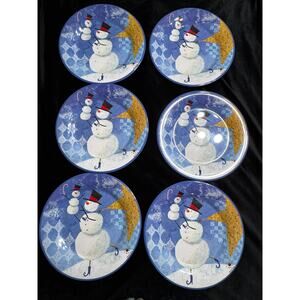 evolution x Sakura Set of 6 Snowman Melamine Dinner Plates